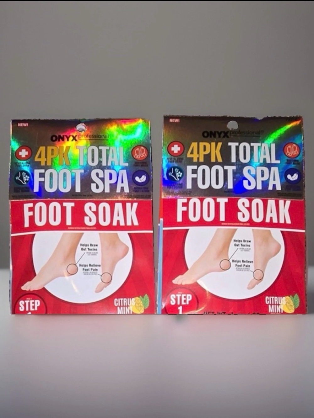 Onyx Professional 4PK Total Foot Spa Kit Citrus Mint 4-Step Treatment - Set Of 2